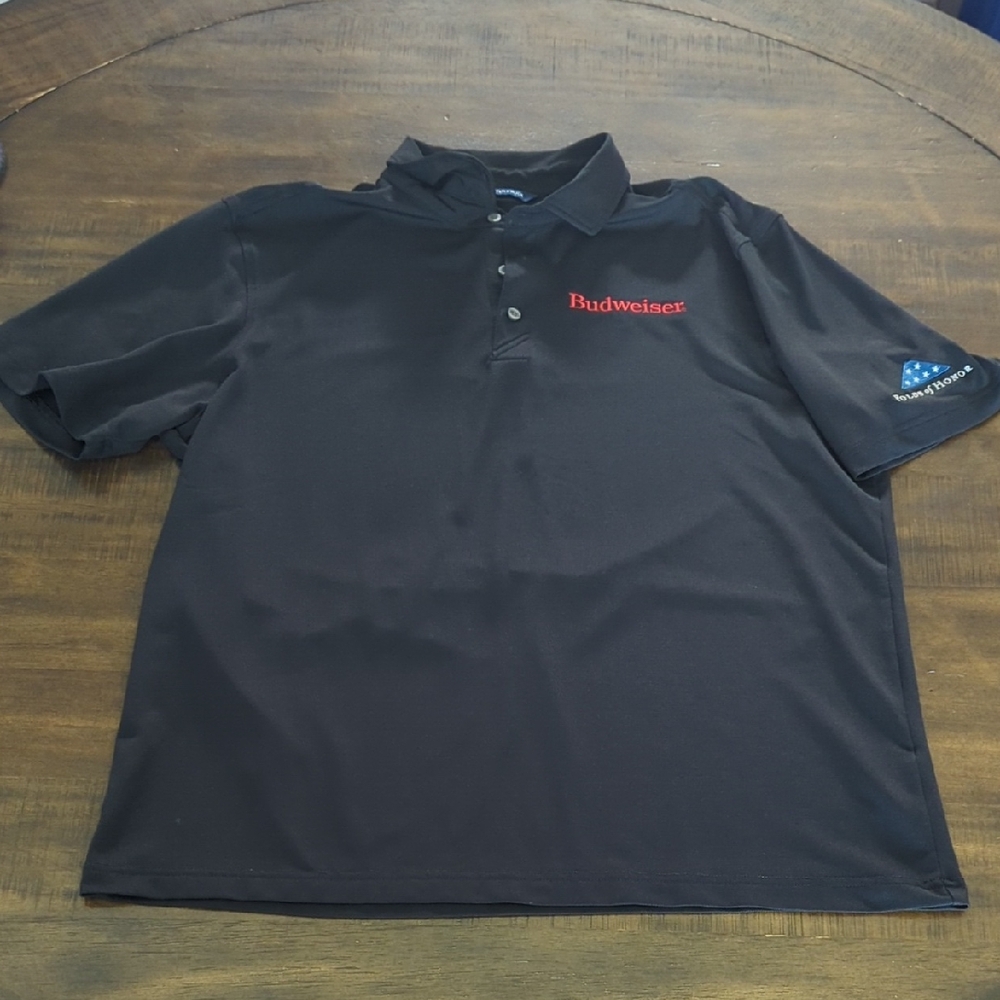 Black Budweiser Polo Shirt Folds of Honor